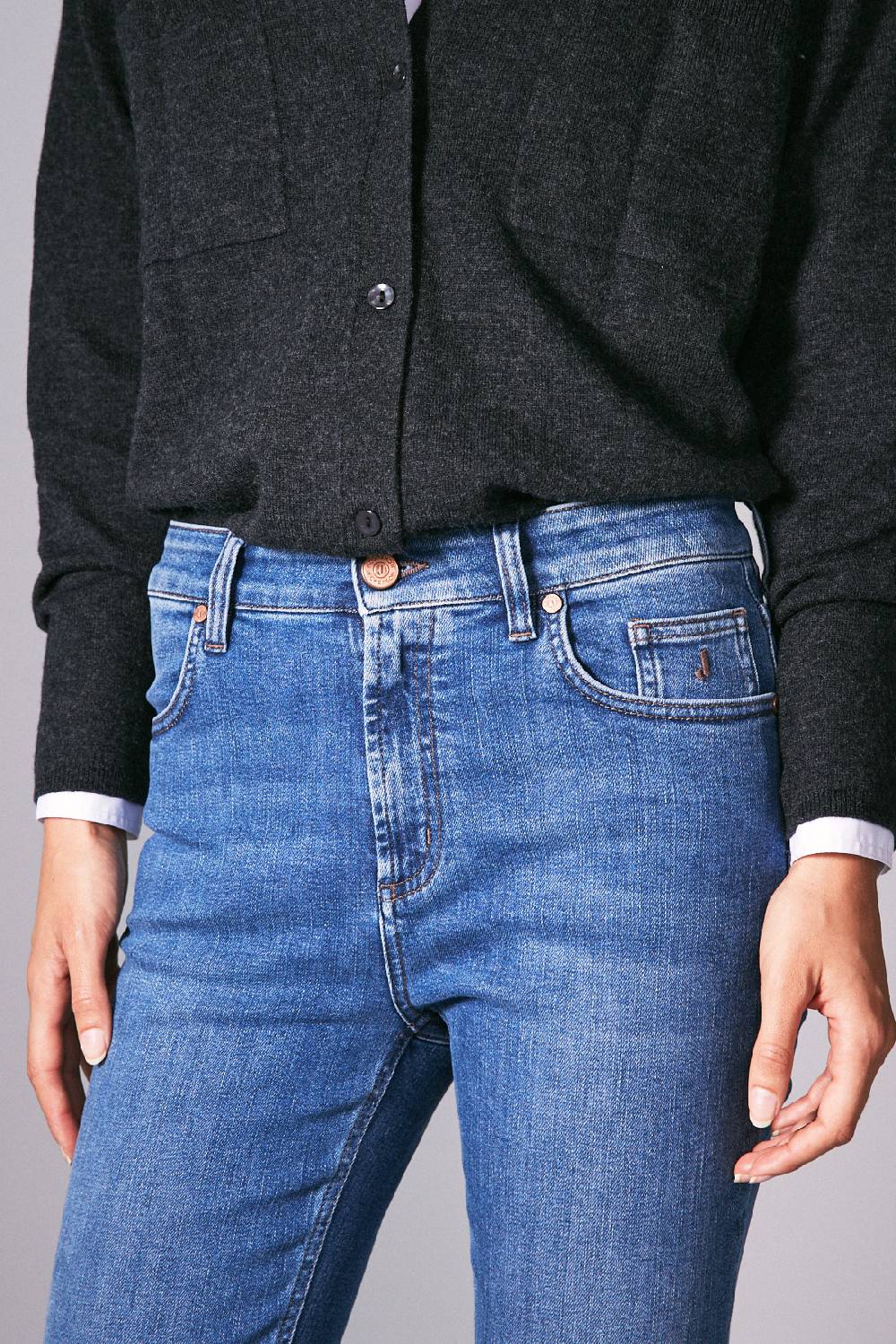 Jeckerson 5 tasche skinny in denim blu medio Pezzi Unici