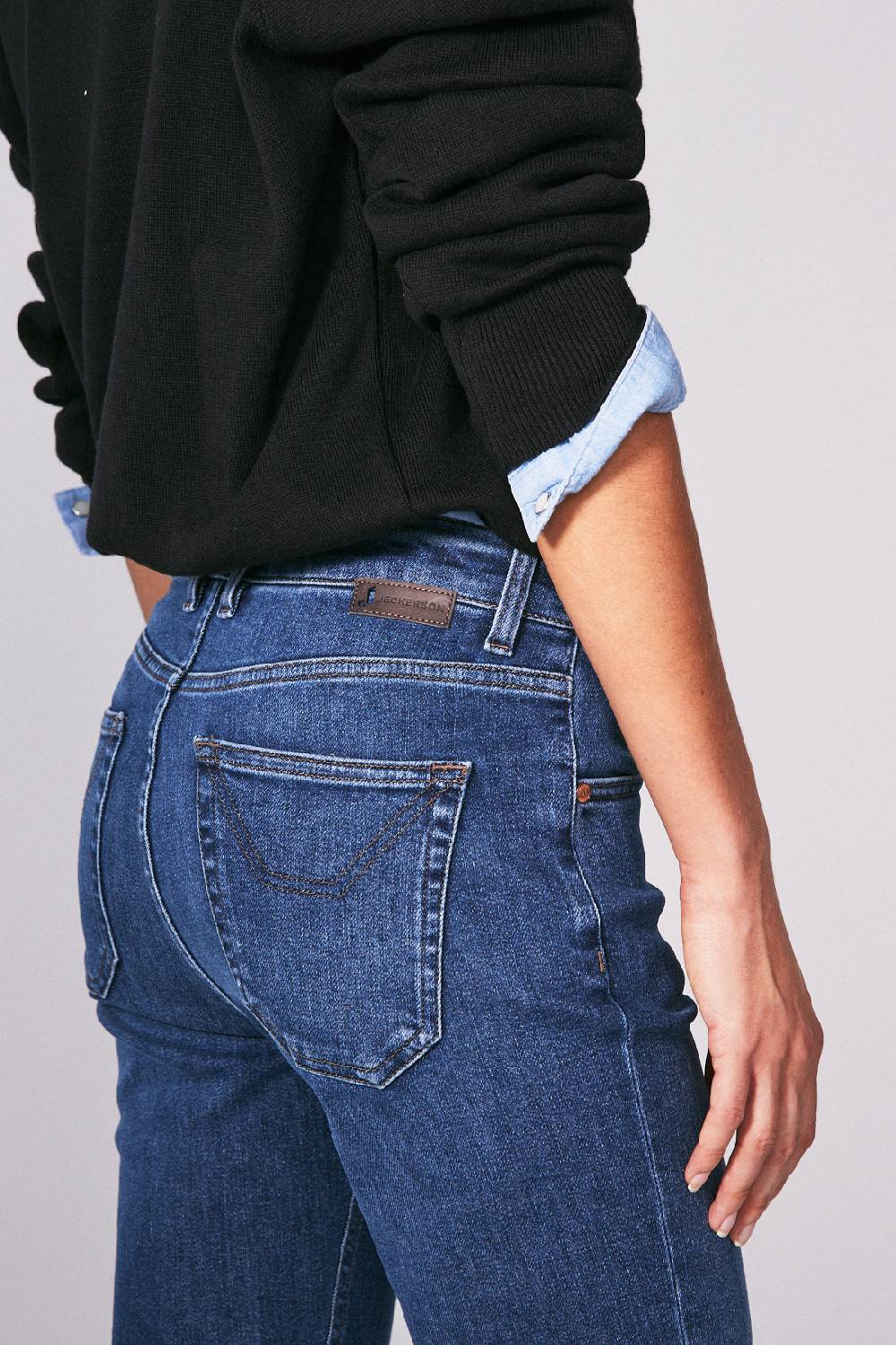 Jeckerson 5 tasche slim fit in denim blu scuro Presa
