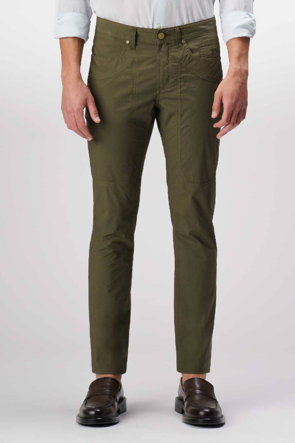 Jeckerson John - Pantalone 5 tasche con toppa verde militare Vendite Flash