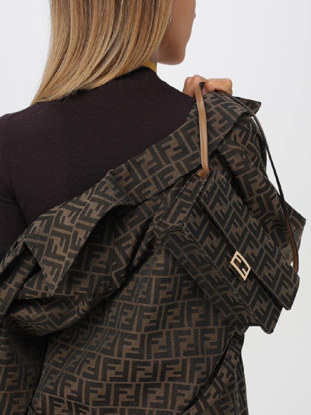 Giglio Borsa wallet On Chain Baguette Fendi in tessuto jacquard e pelle Spedizione Gratuita