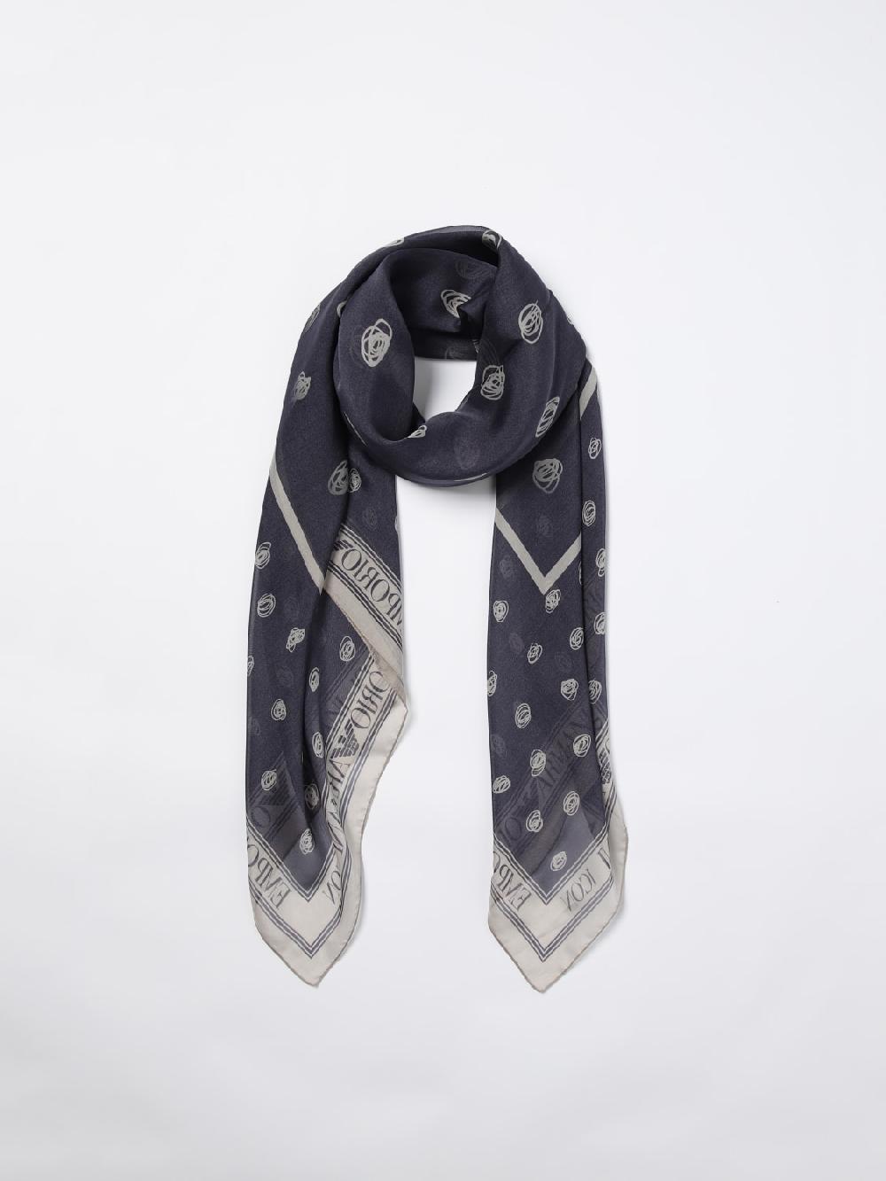 Giglio Foulard Emporio Armani in seta con logo jacquard Saldi