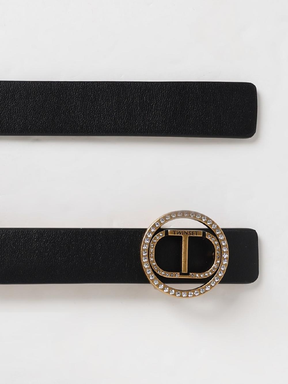 Giglio Cintura Oval T Twinset in pelle sintetica con strass Spedizione Gratuita