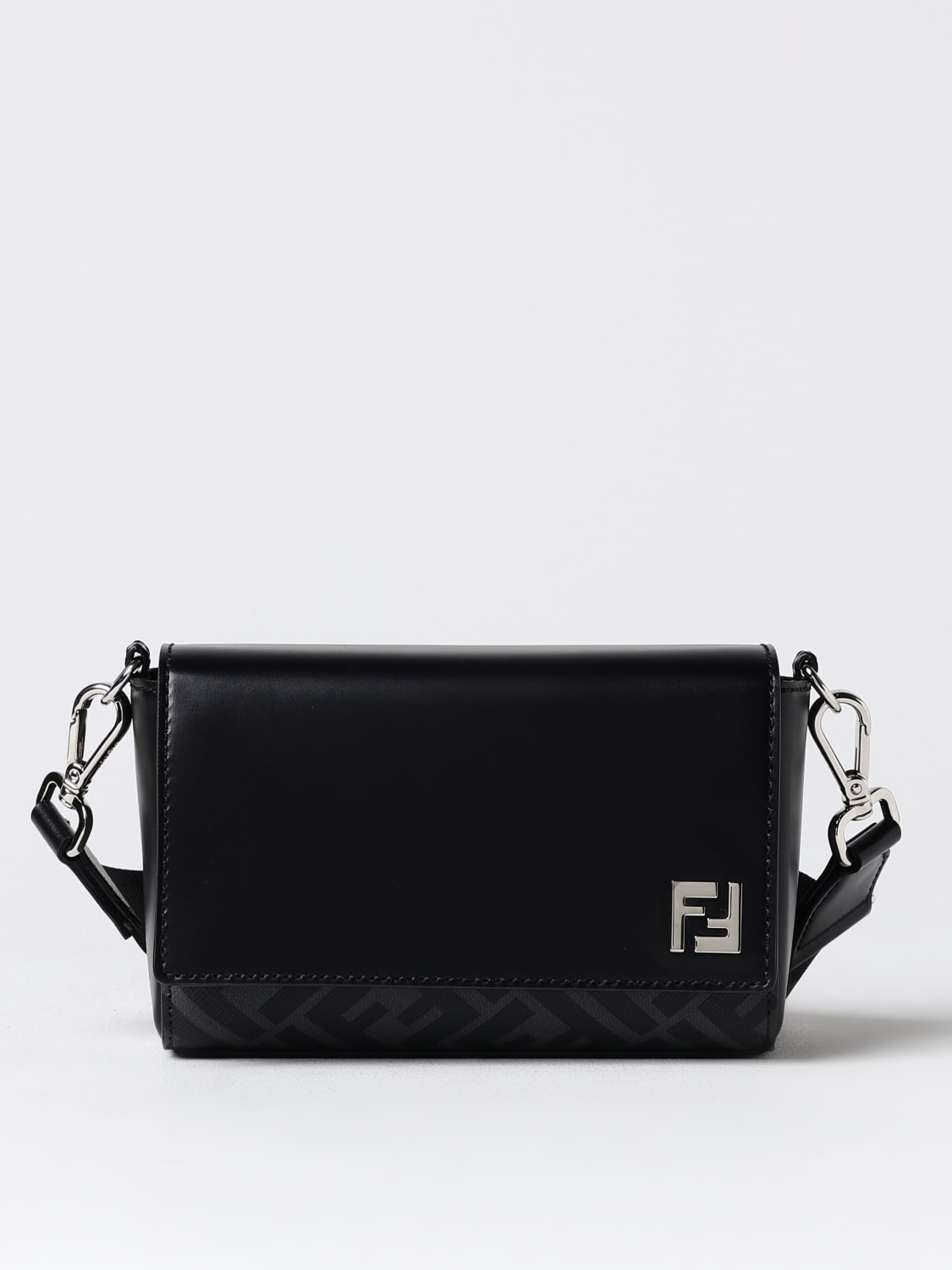Giglio Borsa Compact Bag Squared FF Fendi in pelle e cotone spalmato saffiano Negozio online di fabbrica