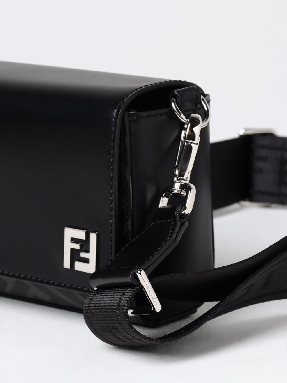 Giglio Borsa Compact Bag Squared FF Fendi in pelle e cotone spalmato saffiano Negozio online di fabbrica