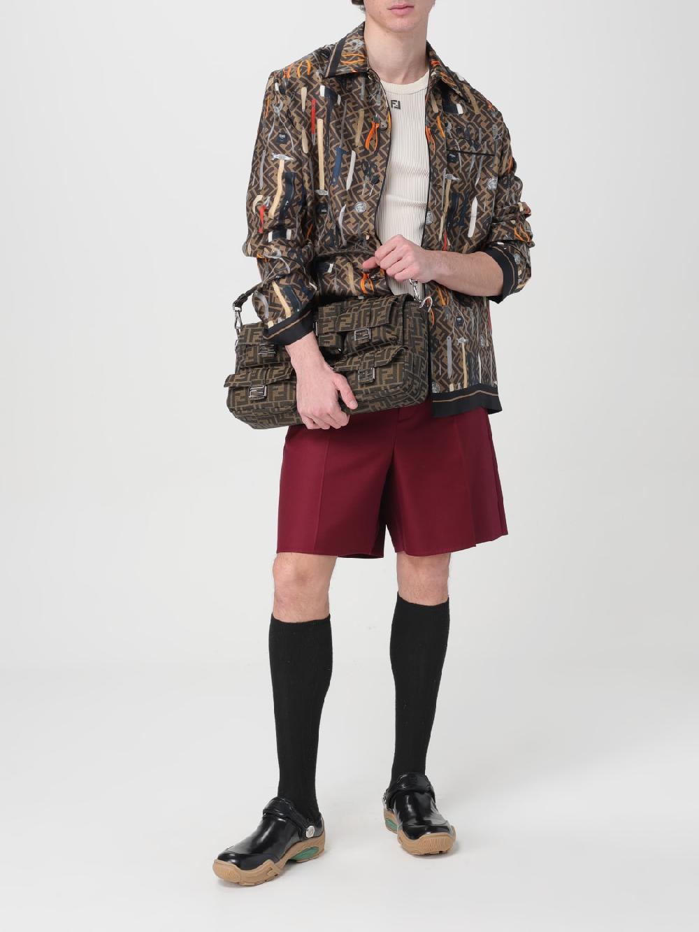 Giglio Borsa Maxi Multipocket Baguette FF Fendi in tessuto jacquard Online Outlet