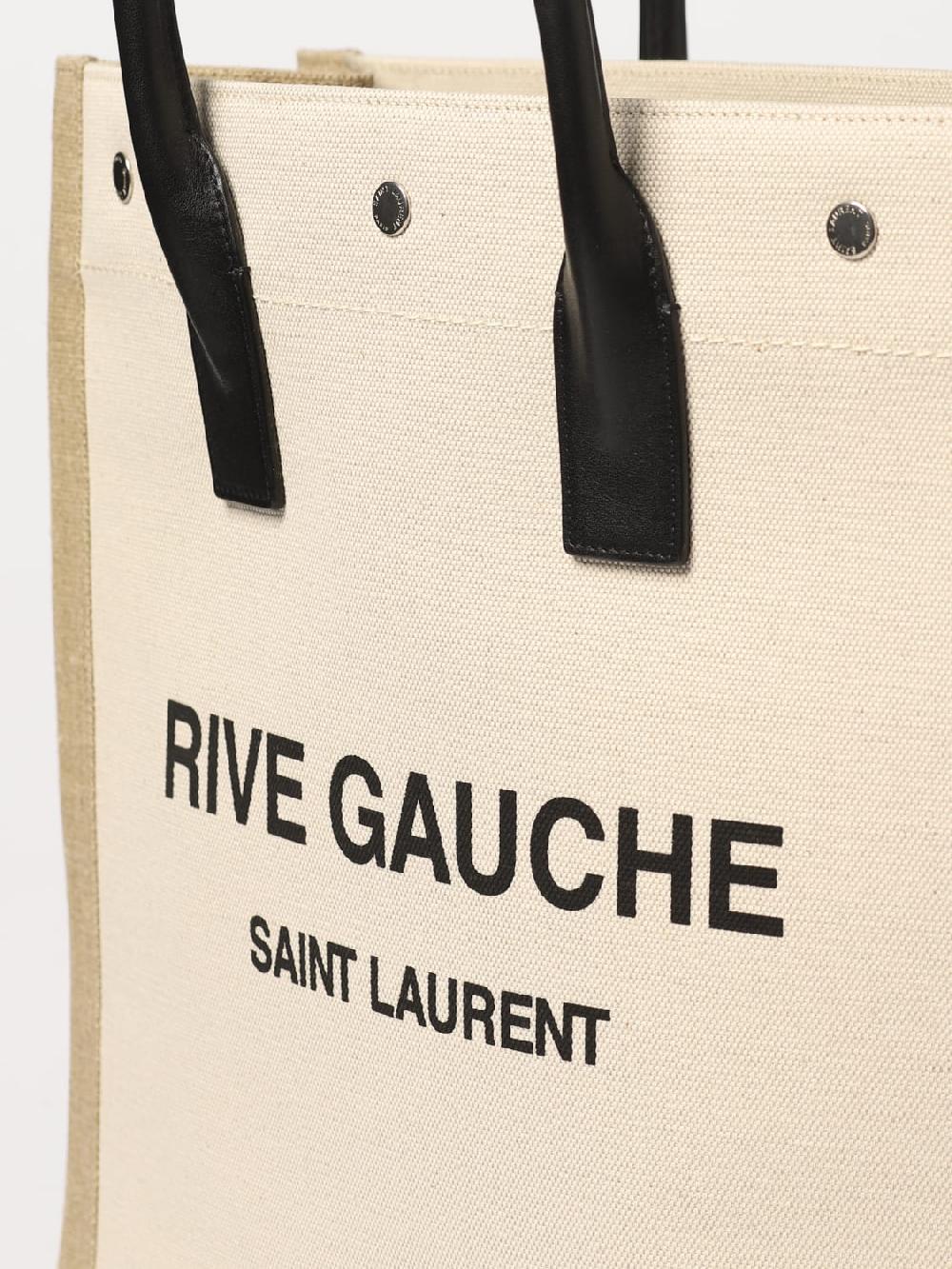Giglio Borsa Rive Gauche North/South Saint Laurent in canvas di cotone Prezzo basso
