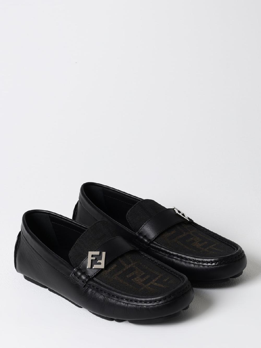 Giglio Mocassino Driver Fendi in pelle e tessuto monogram FF Offerta natalizia