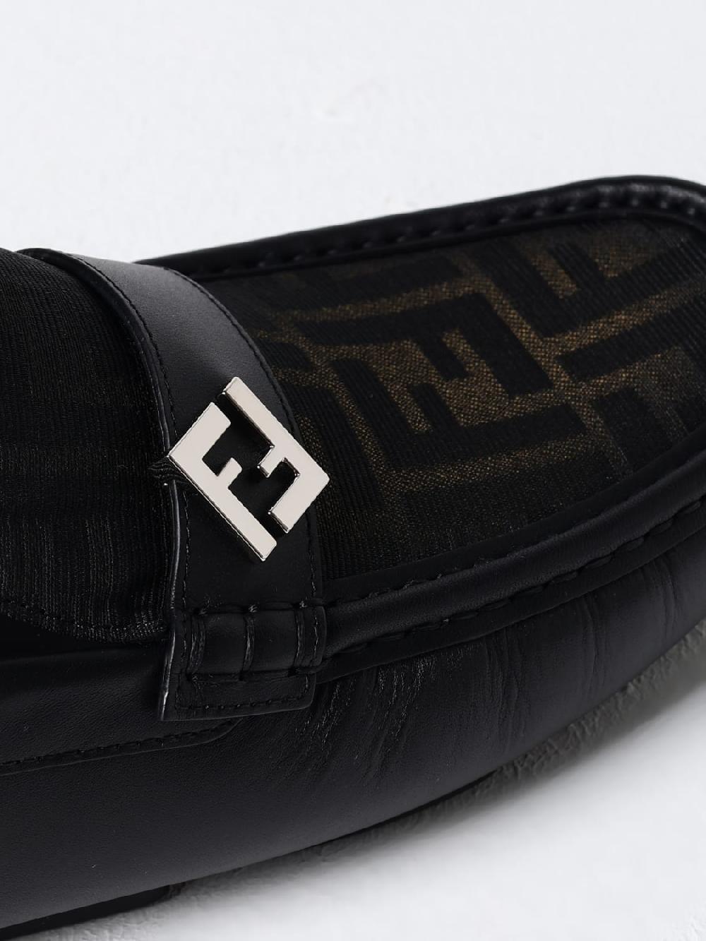 Giglio Mocassino Driver Fendi in pelle e tessuto monogram FF Offerta natalizia