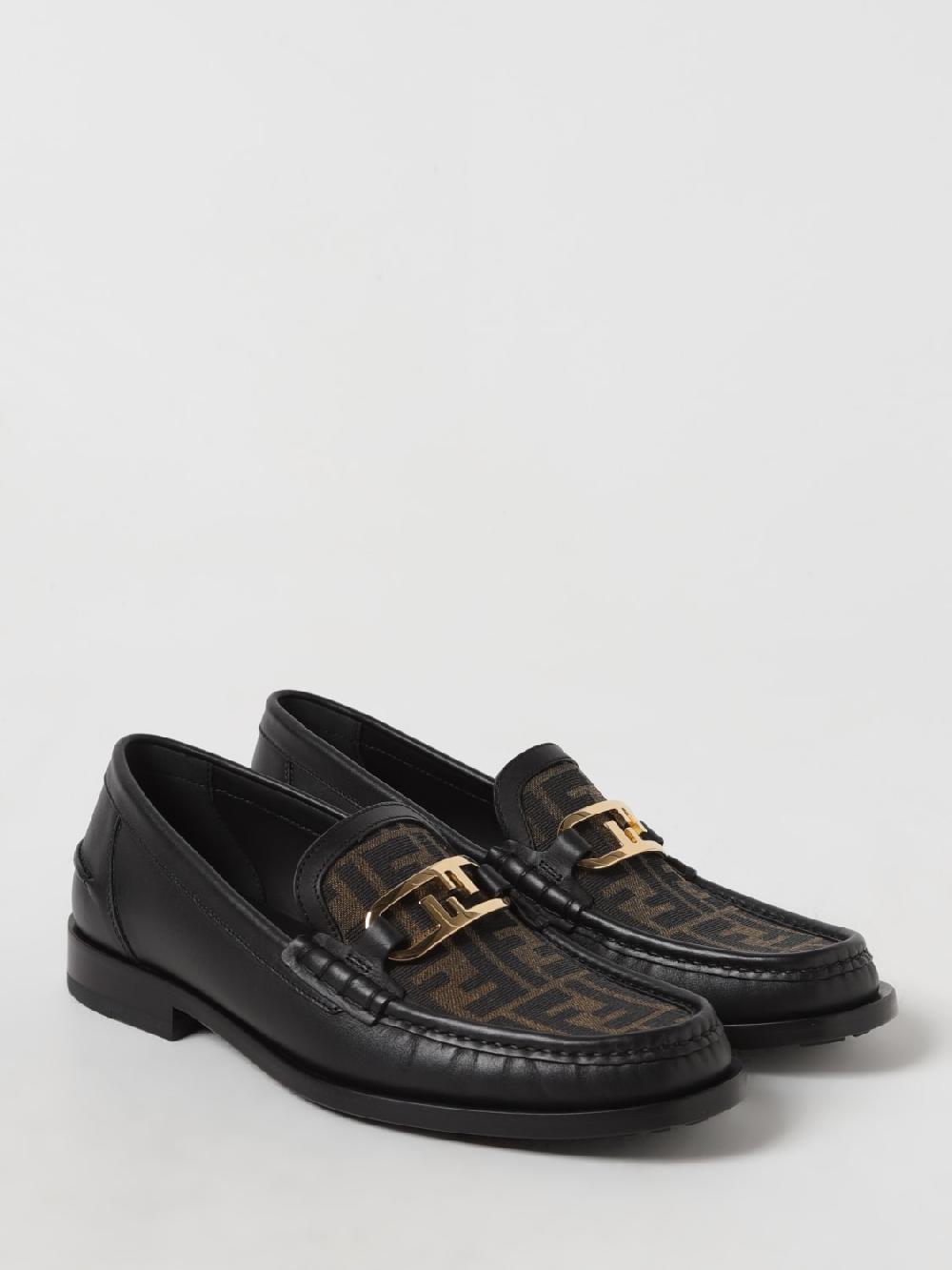 Giglio Mocassino Fendi in pelle e tessuto con monogram FF jacquard Offerta per la Festa della Mamma