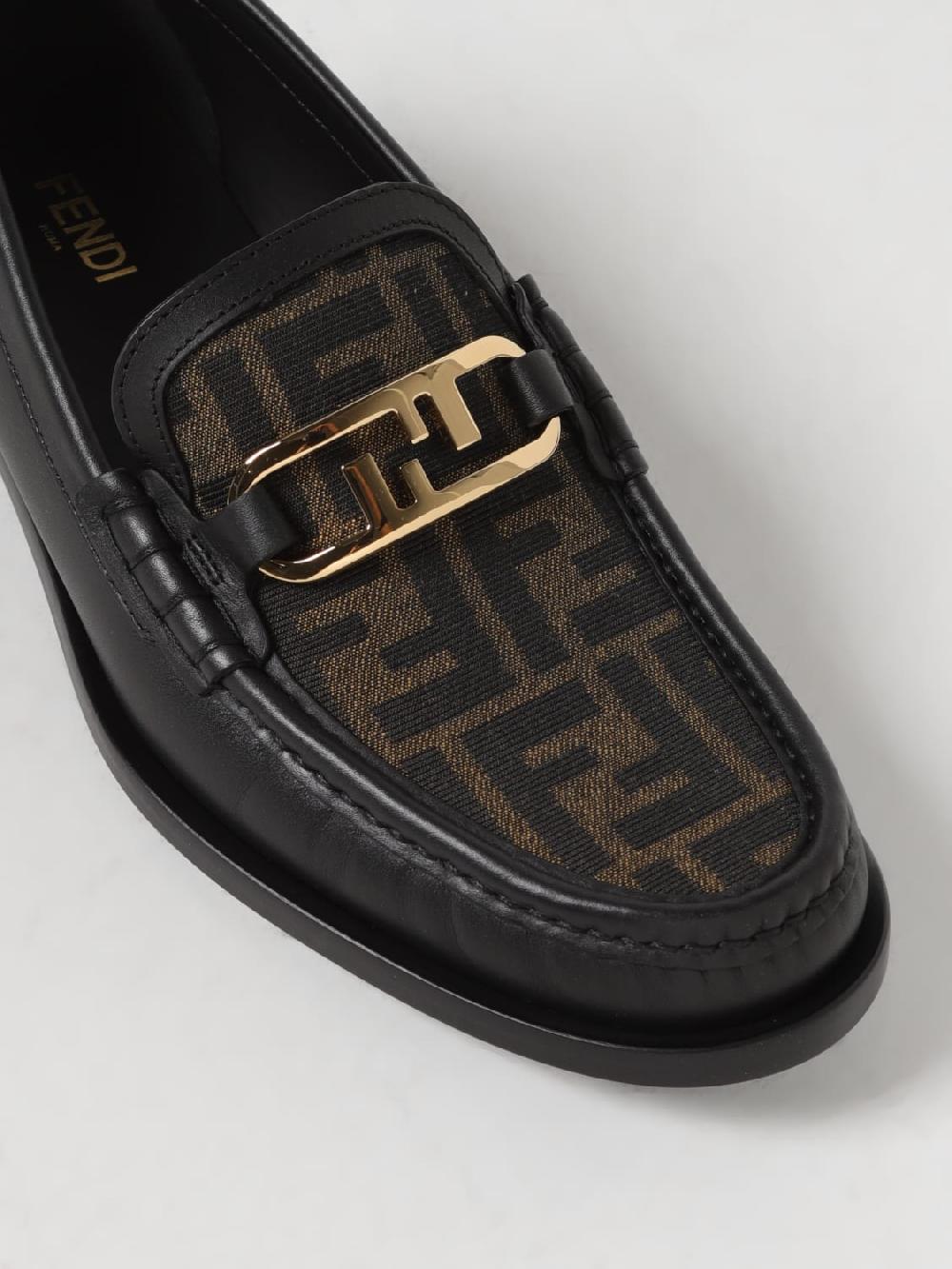 Giglio Mocassino Fendi in pelle e tessuto con monogram FF jacquard Offerta per la Festa della Mamma