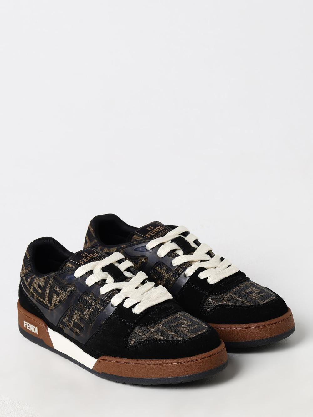 Giglio Sneakers Match Fendi in pelle e mesh con monogram FF jacquard Latest fashion