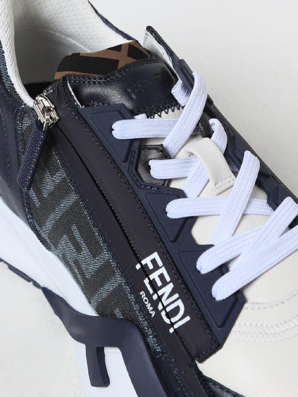 Giglio Sneakers Flow Fendi in pelle e tessuto con FF jacquard Ultimi due giorni