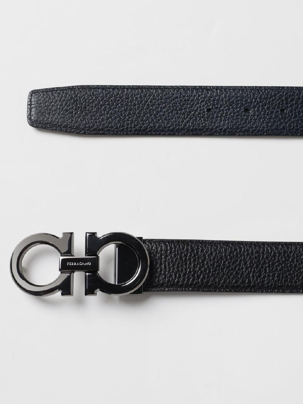 Giglio Cintura Gancini Ferragamo reversibile in pelle a grana Negozio online di fabbrica
