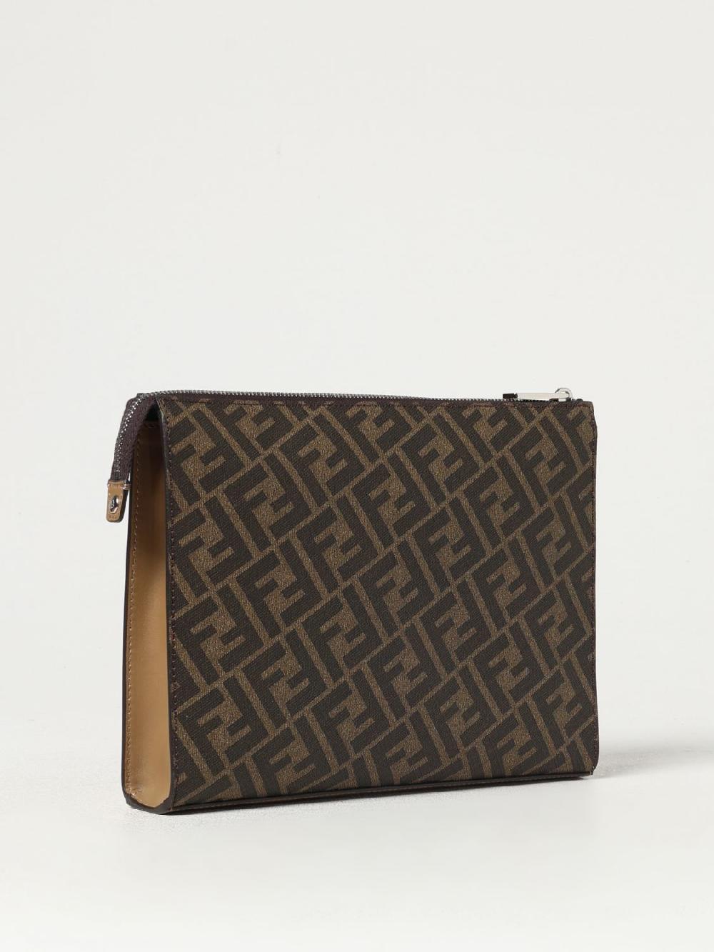 Giglio Clutch FF 1974 Fendi in pelle e cotone spalmato Qualità