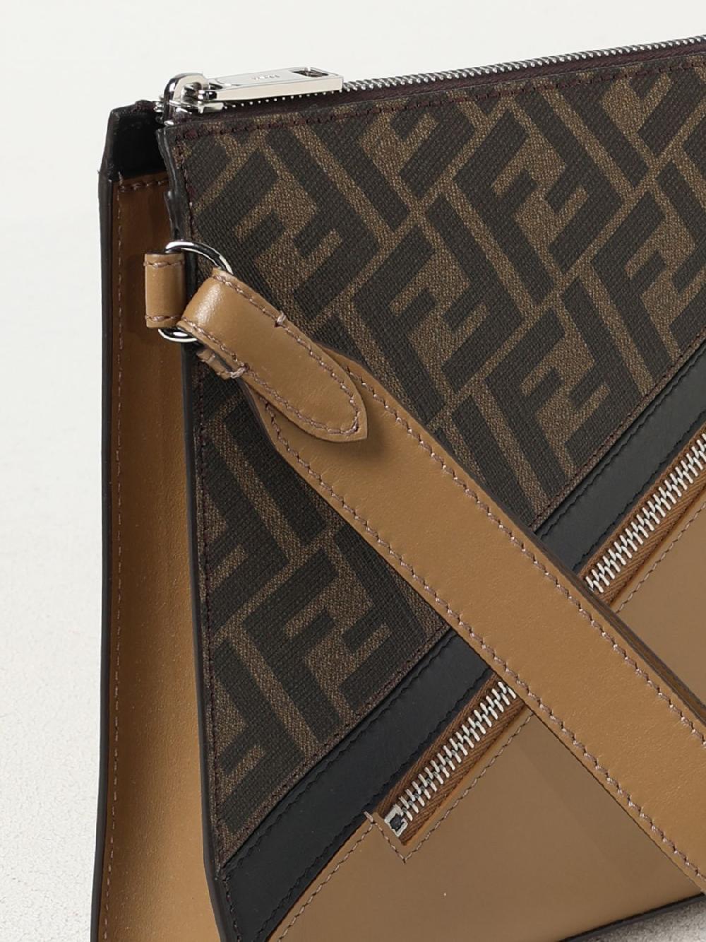 Giglio Clutch FF 1974 Fendi in pelle e cotone spalmato Qualità