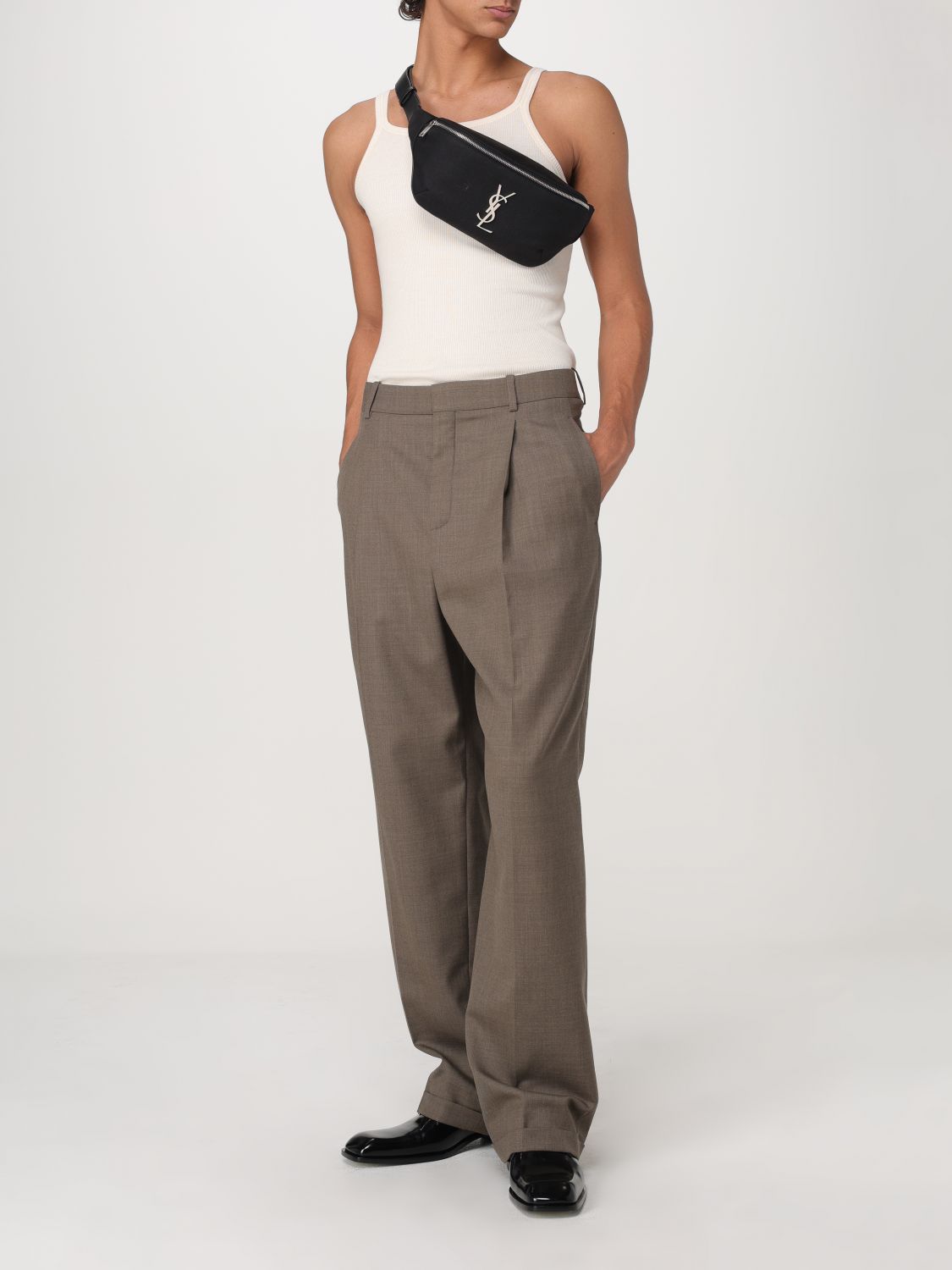 Giglio Pantalone Saint Laurent in lana con pinces Promozione