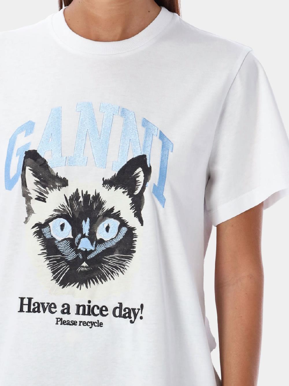 Giglio T-shirt con stampa Gatto Ganni Bestseller