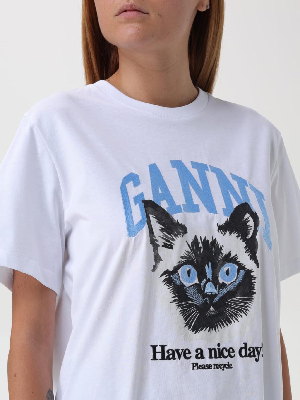 Giglio T-shirt con stampa Gatto Ganni Bestseller