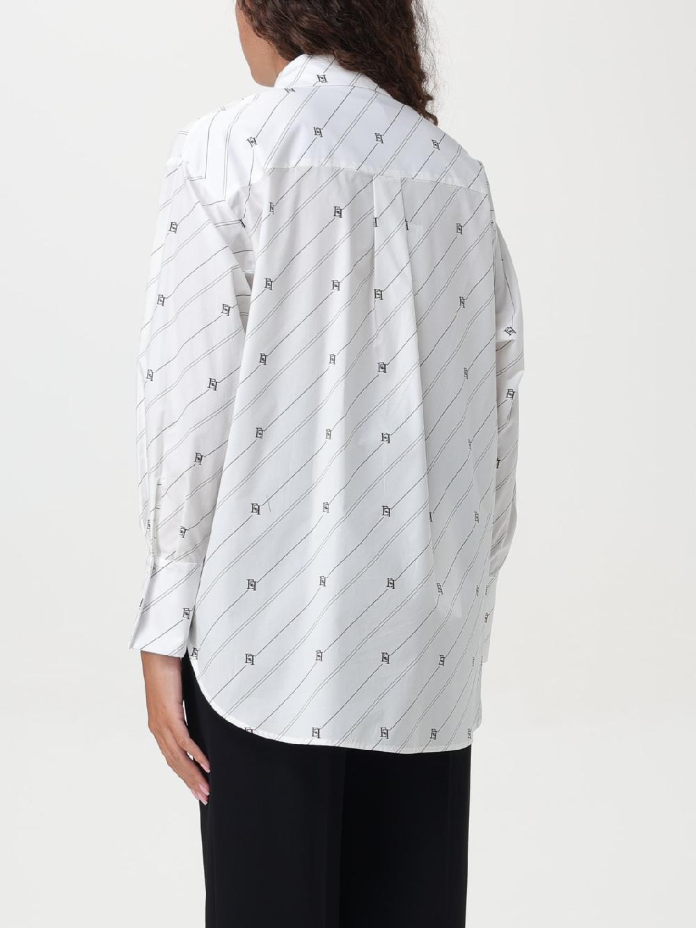 Giglio Camicia Elisabetta Franchi in popeline con stampa logo Fino al 55% di sconto