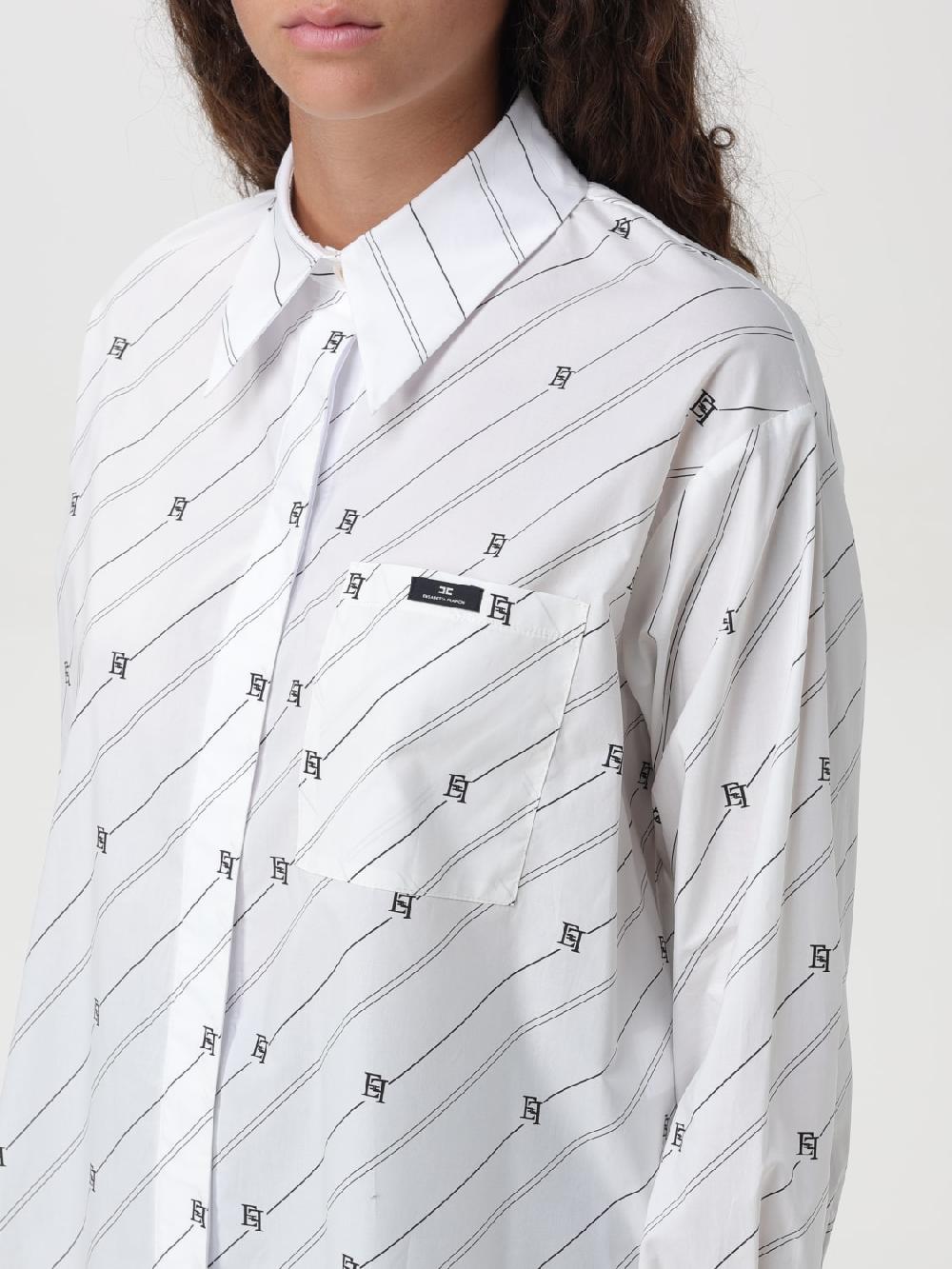 Giglio Camicia Elisabetta Franchi in popeline con stampa logo Fino al 55% di sconto
