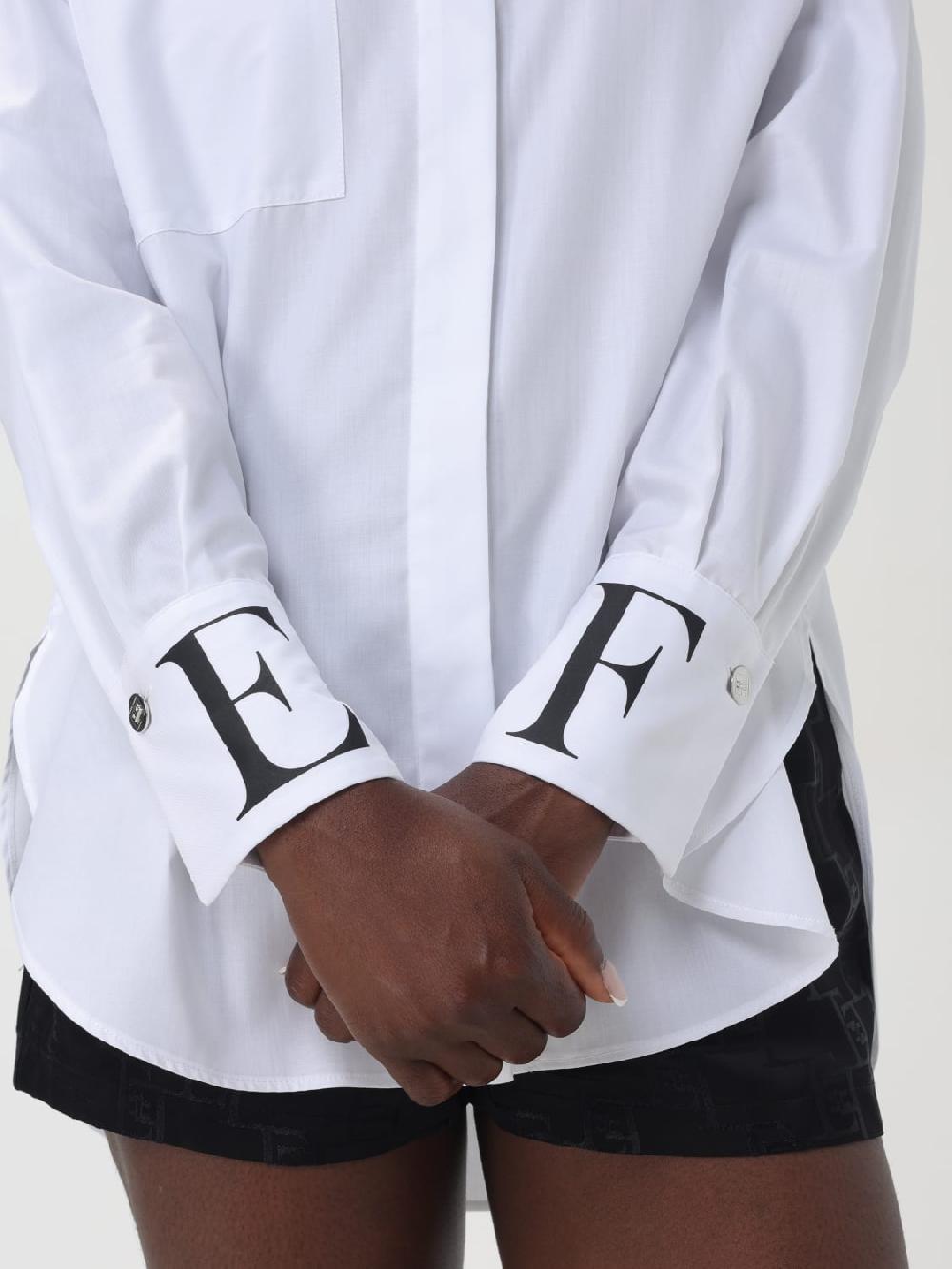 Giglio Camicia in popeline con logo sui polsi Elisabetta Franchi Solo un giorno rimasto