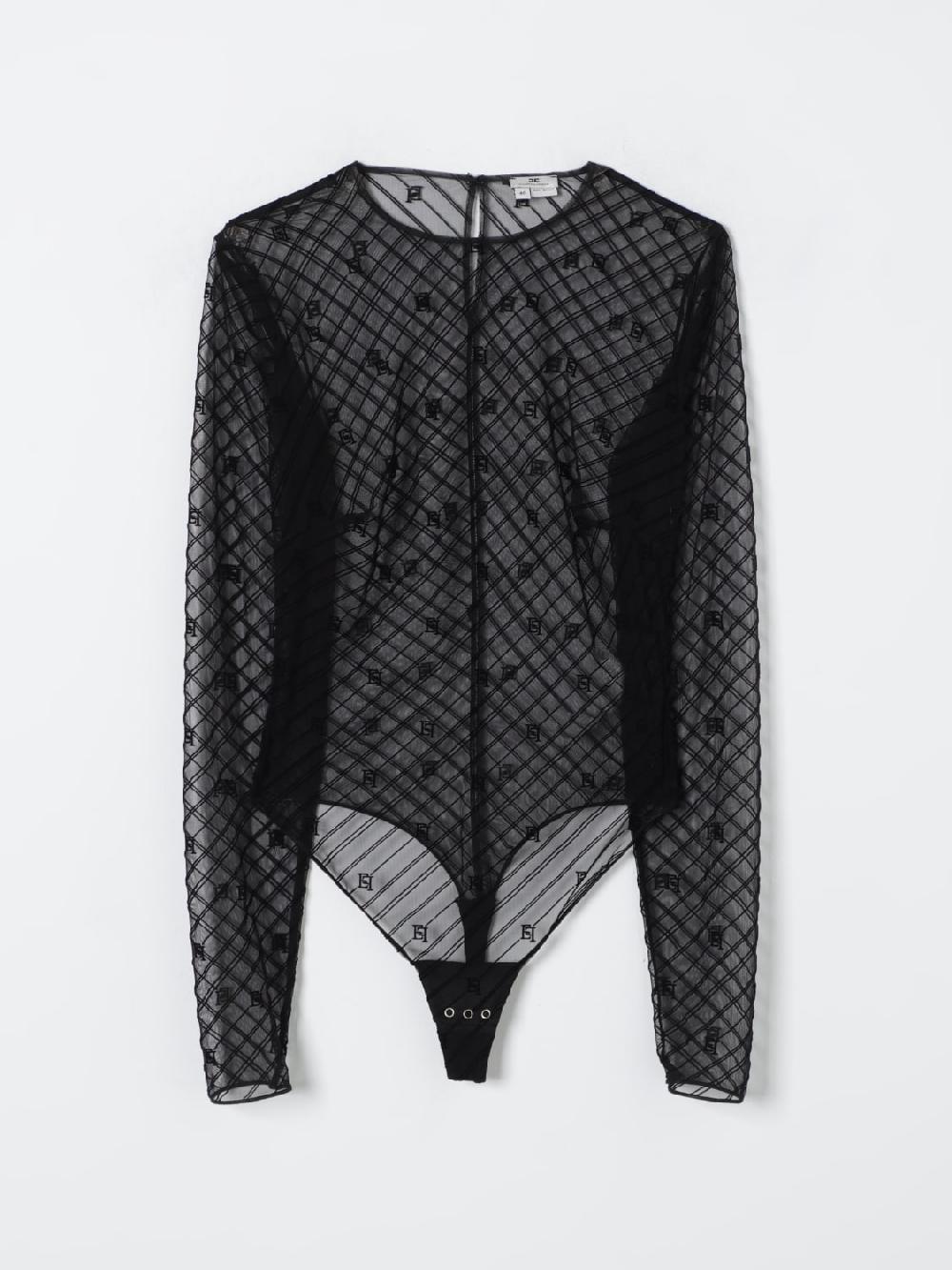 Giglio Body in tulle flock disegno diagonale Elisabetta Franchi Limitato a 3 giorni