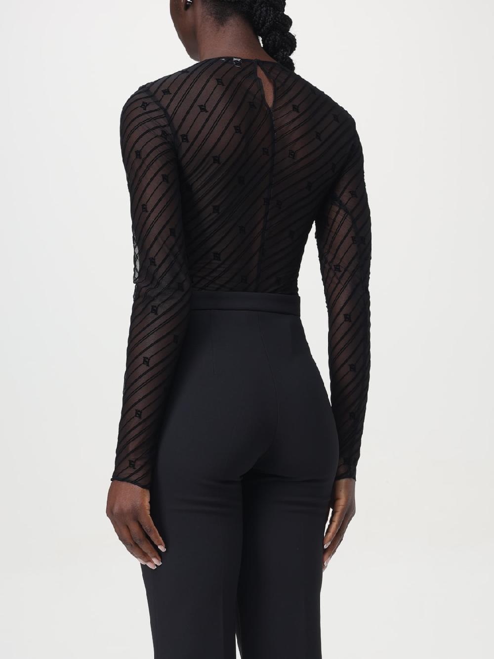 Giglio Body in tulle flock disegno diagonale Elisabetta Franchi Limitato a 3 giorni