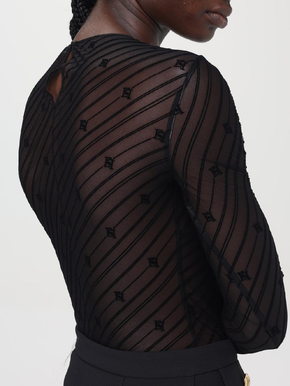 Giglio Body in tulle flock disegno diagonale Elisabetta Franchi Limitato a 3 giorni