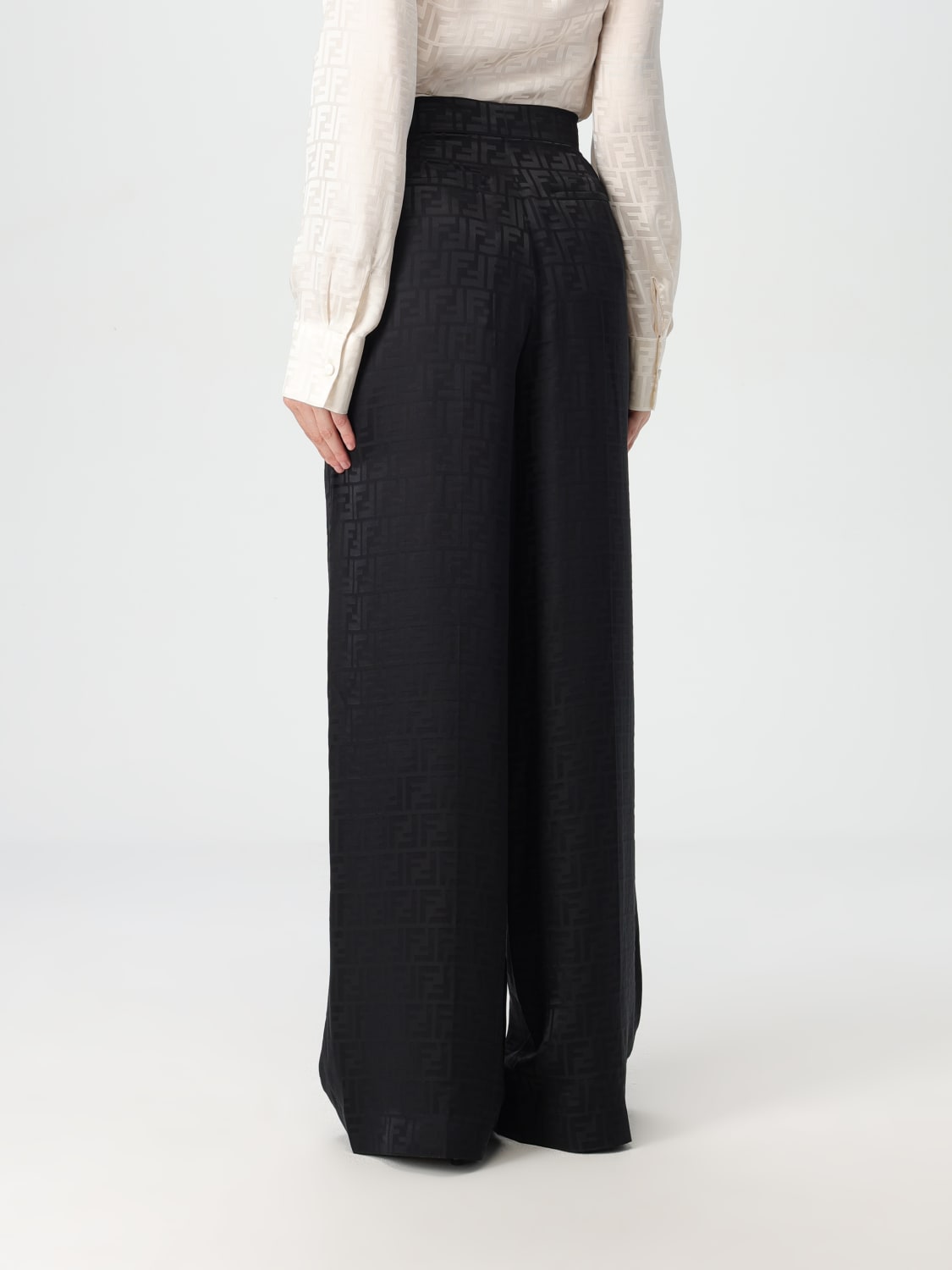 Giglio Pantalone Fendi in seta con monogram FF jacquard Offerta natalizia