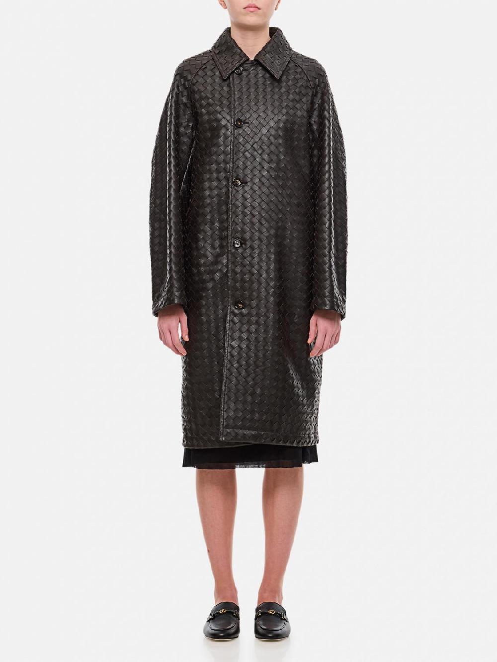 Giglio Cappotto Bottega Veneta in pelle intrecciata Duty-free