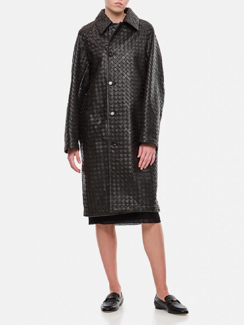 Giglio Cappotto Bottega Veneta in pelle intrecciata Duty-free