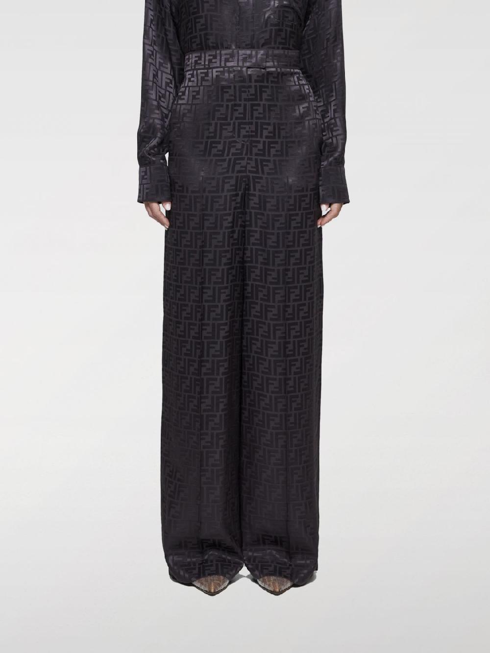 Giglio Pantalone Fendi in seta con monogram FF jacquard In Linea