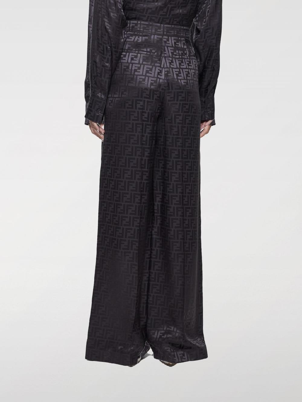 Giglio Pantalone Fendi in seta con monogram FF jacquard In Linea