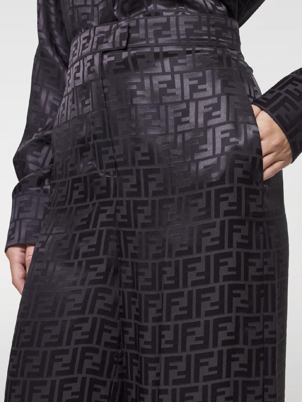 Giglio Pantalone Fendi in seta con monogram FF jacquard In Linea