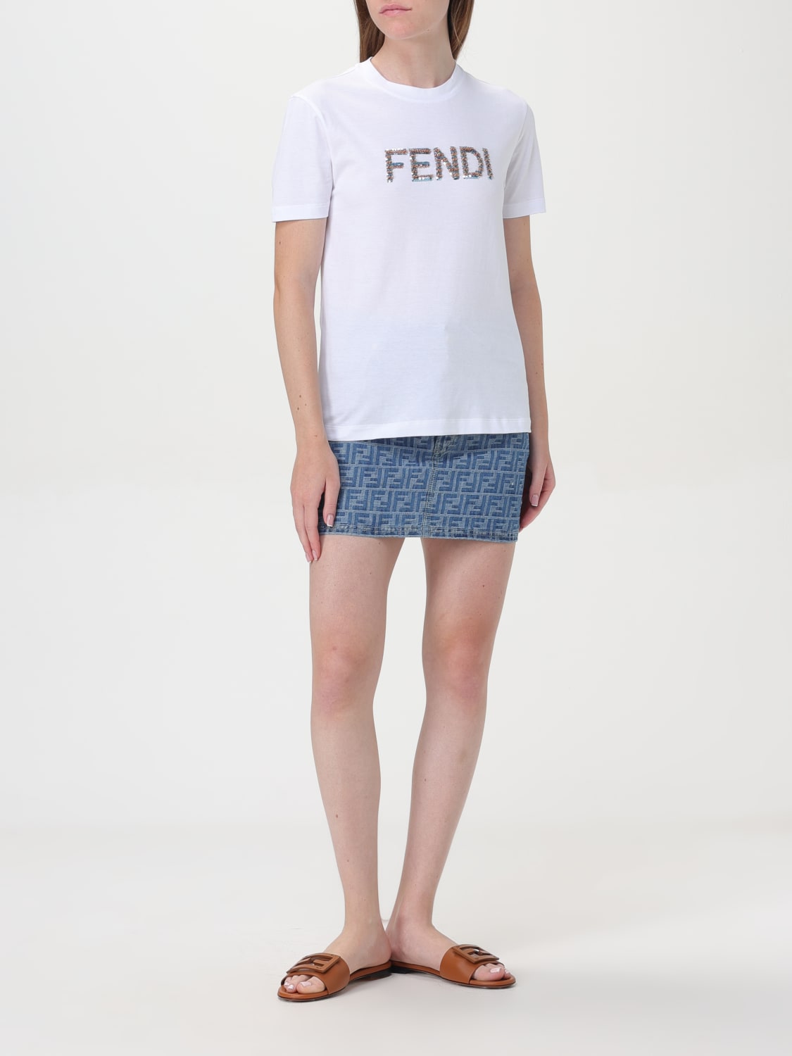 Giglio Gonna mini in denim FF Fendi Offerta Pasqua
