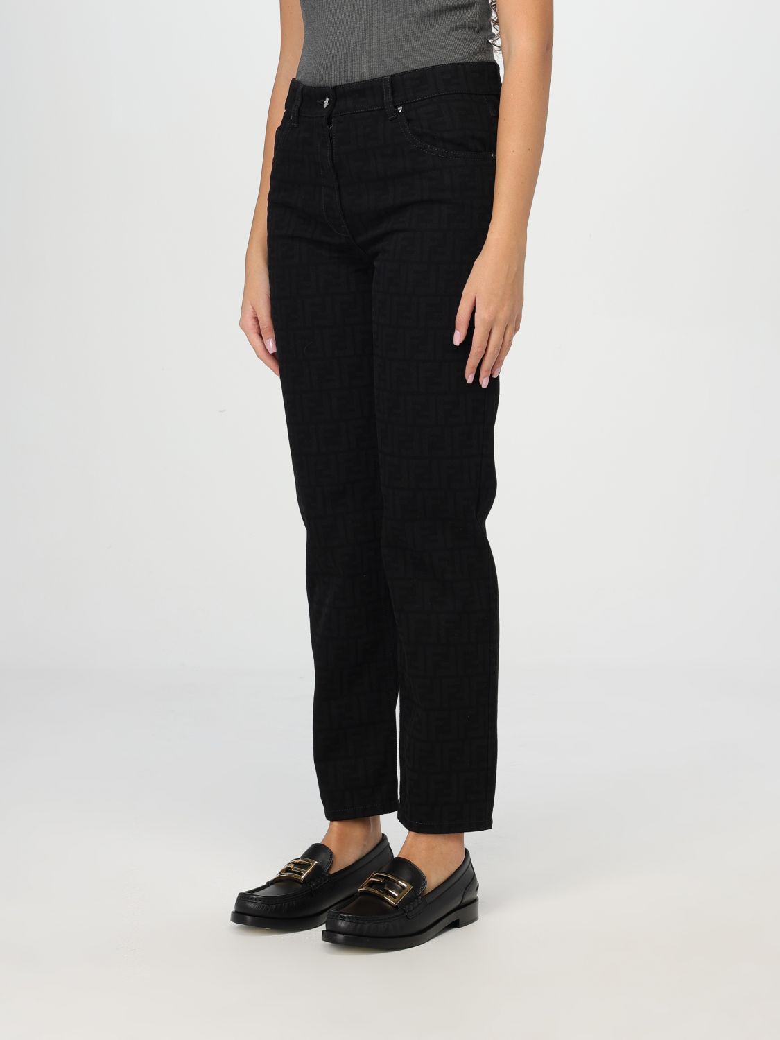Giglio Jeans Fendi in denim di cotone con monogram FF jacquard Fino al 60% di sconto